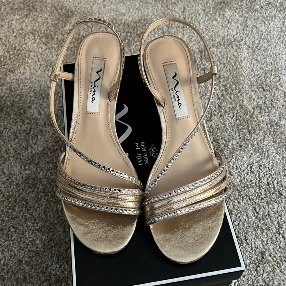 Nina 2-inch gold heels